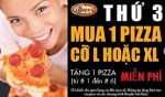 Al Fresco's khuyến mãi Pizza mua 1 tặng 1 thứ 3