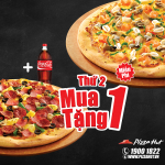 Pizza Hut khuyến mãi thứ 2 - Combo Pizza Coca-Cola mua 1 tặng 1