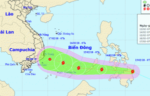 Bão Sanba giật cấp 11 hướng vào Khánh Hòa đến Bình Thuận