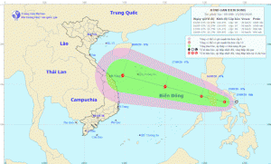 Áp thấp nhiệt đới đang di chuyển vào Biển Đông, khả năng mạnh lên thành bão