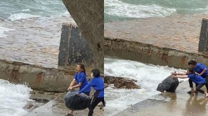 Nhân viên quán cà phê gây bức xúc khi vứt hàng chục bao rác xuống biển Vũng Tàu