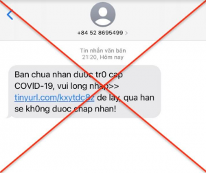 Cảnh giác với tin nhắn lừa đảo thông báo về việc nhận trợ cấp COVID-19