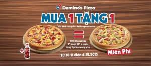 Domino's Pizza khuyến mãi đặt hàng trực tuyến - mua 1 tặng 1