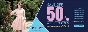 Thời trang NEM khuyến mãi ngày 20/11 – giảm giá 50% tất cả sản phẩm