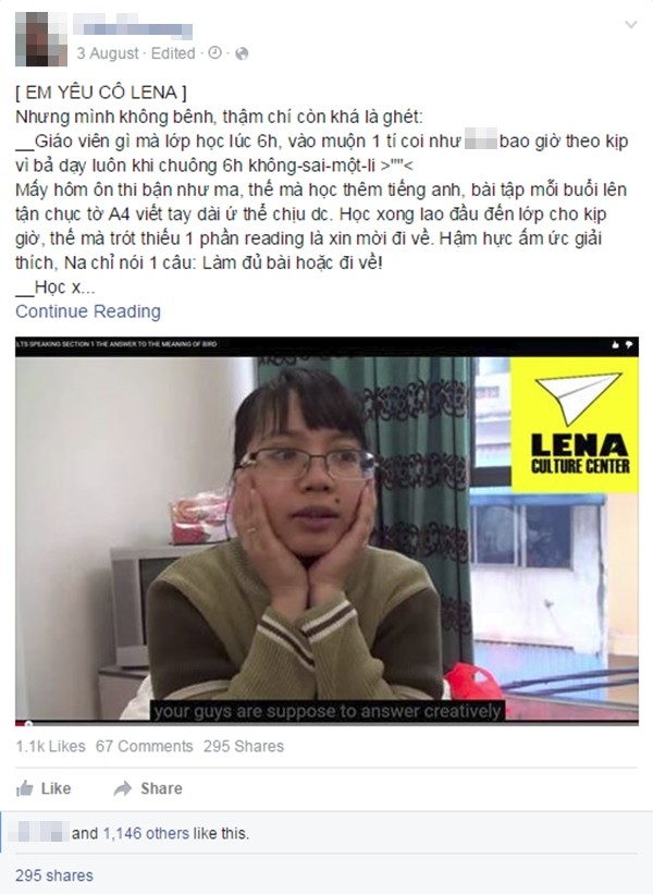 Cựu học viên bênh cô giáo Lê Na và sự mất bình tĩnh của cư dân mạng